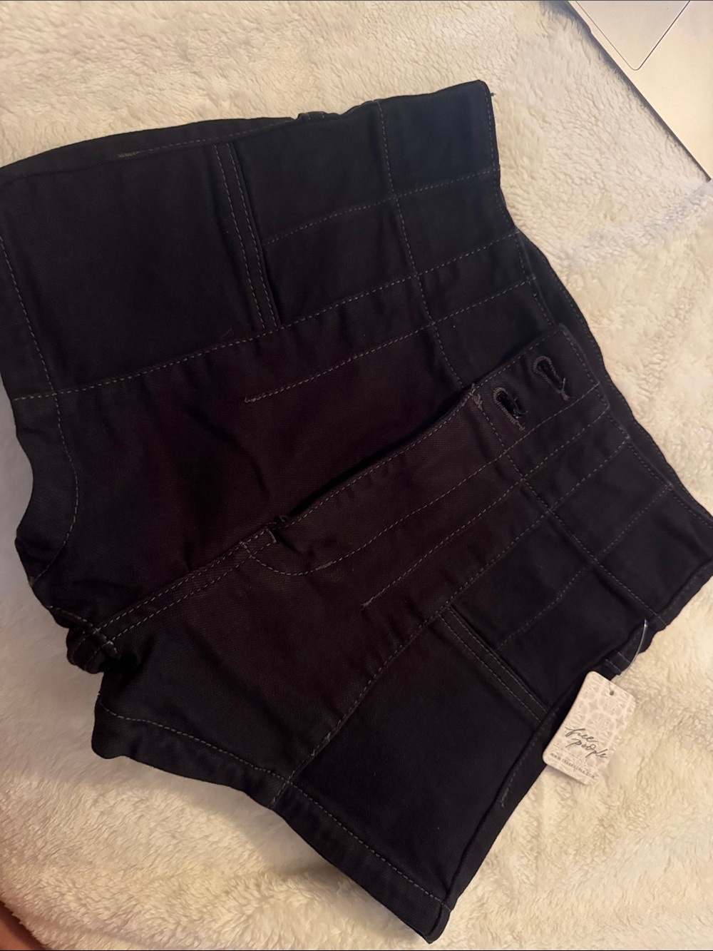 Free People High-Waist Black Panelled Shorts